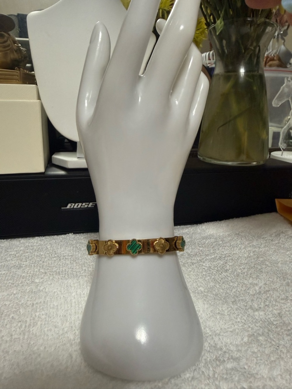 Gold-Tone Bracelet with Green Accents by